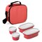 Superio Insulated Lunch Bag with Containers, Thermal Lined Lunch Box, Red